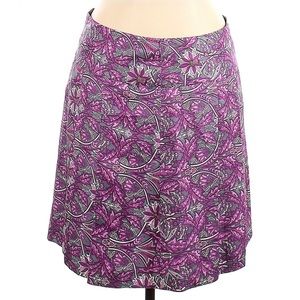 Banana Republic Skirt Purple Grey Floral Pleated Silk A-Line Lined Women’s 16